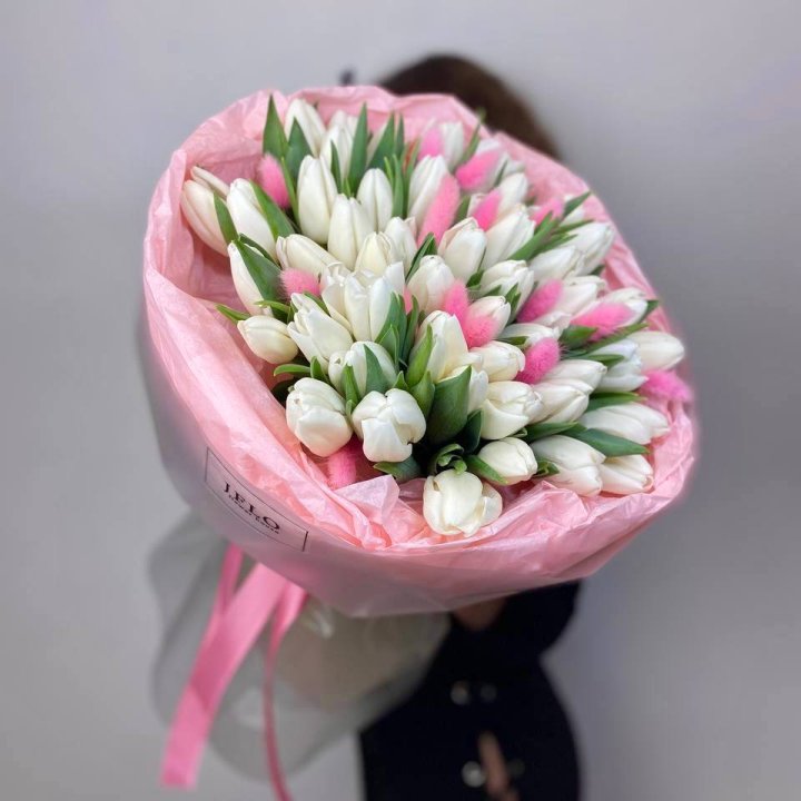 51 белый тюльпан "Рози" в Сочи